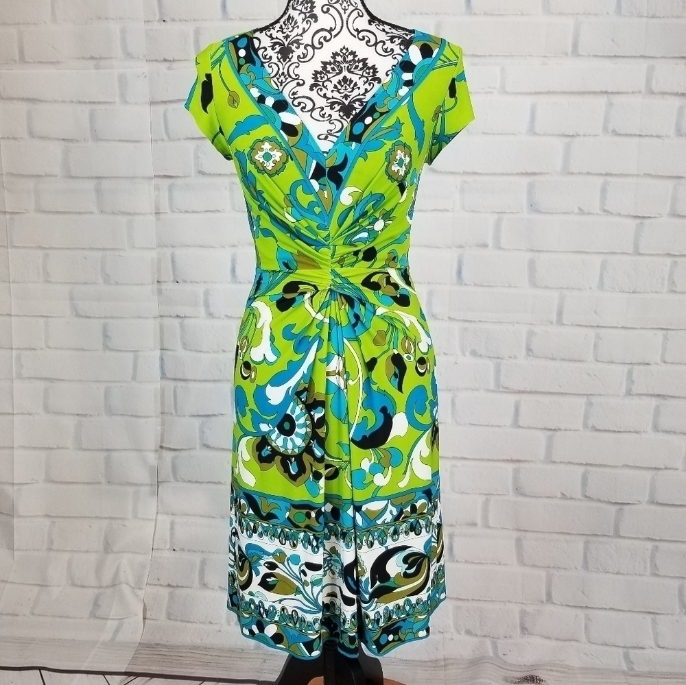Muse sz 4 floral print stretch knit popover dress